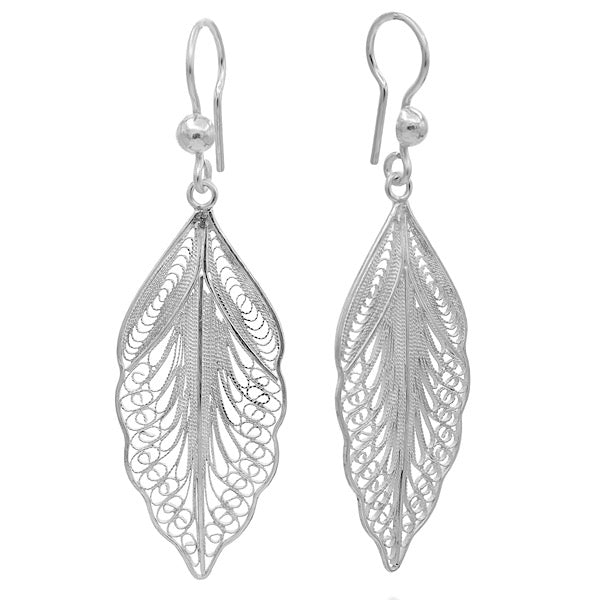 Silver leaf dangle deals earrings