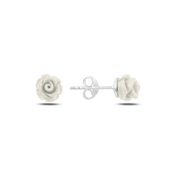 Silver rose stud deals earrings