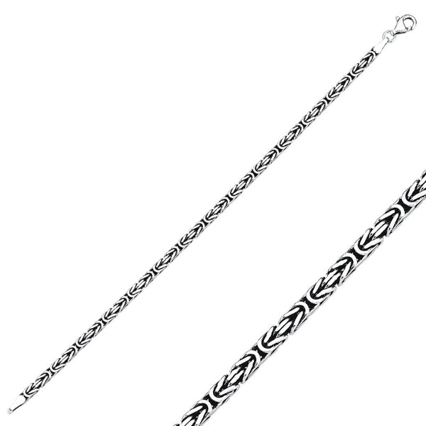 2,5 MM Square King Chain Bracelet In Sterling Silver