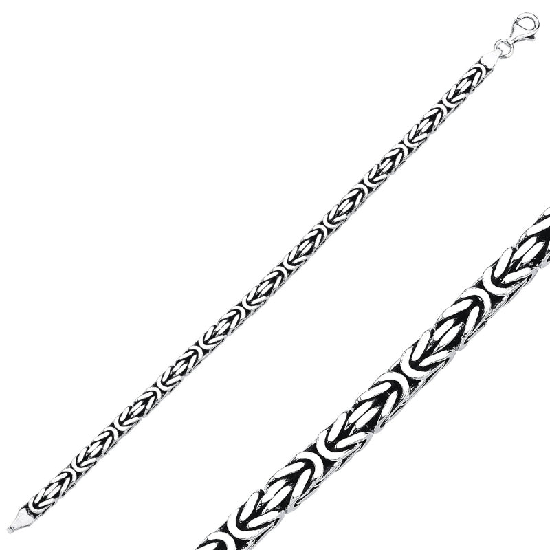 5MM Square King Chain Bracelet In Sterling Silver - Zehrai