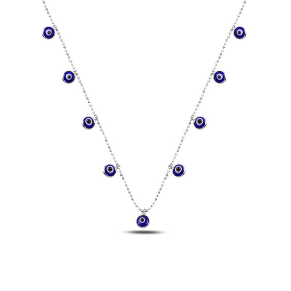 Evil eye dangle choker necklace in sterling silver - Zehrai