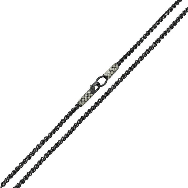 Hand Knitted Oxidised Kazaz Necklace Chain In 1000K Pure Silver - Zehrai
