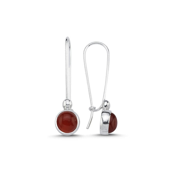 Red Agate Drop Earrings in Sterling Silver - Zehrai